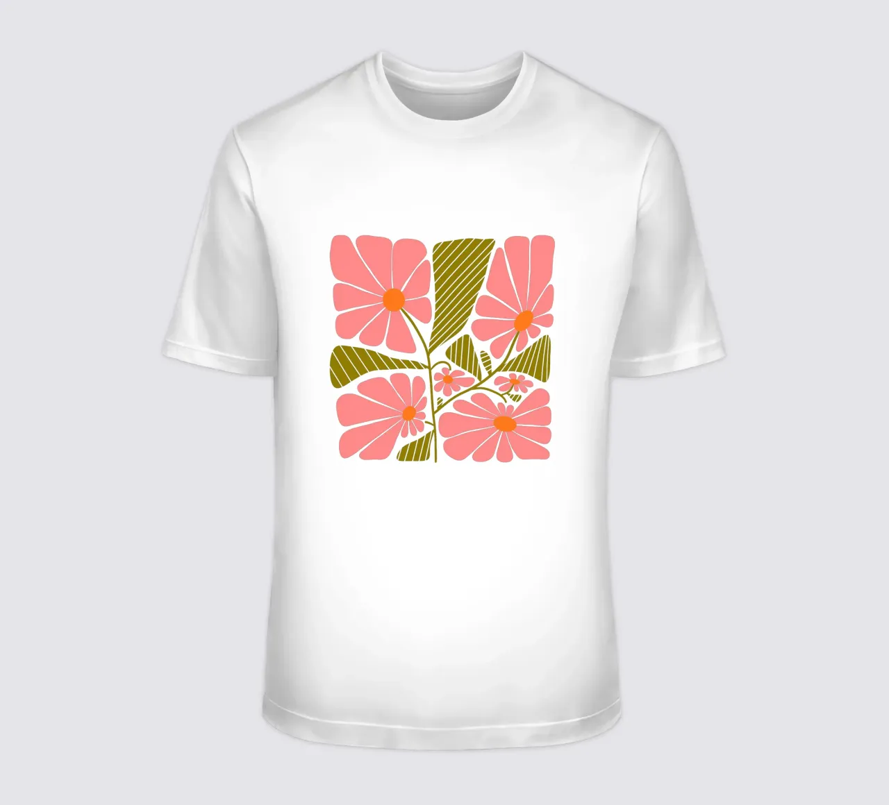 Retro 60s vibes pink flowers t-shirt da TijanaArtStudio88