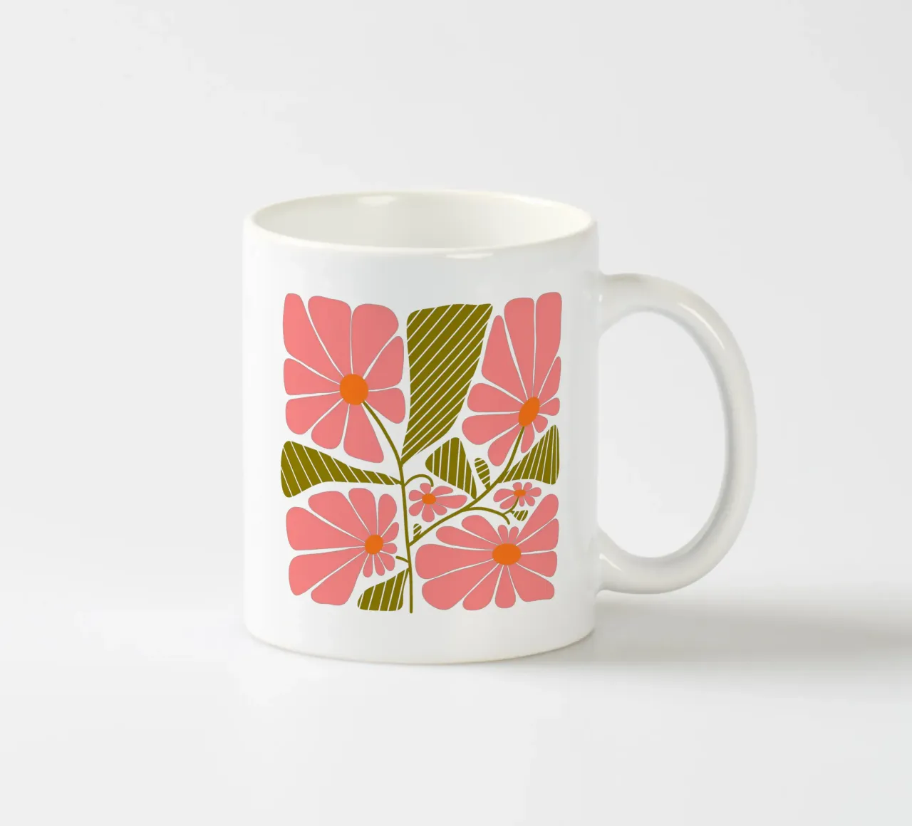 Retro 60s vibes pink flowers tazza in ceramica da TijanaArtStudio88