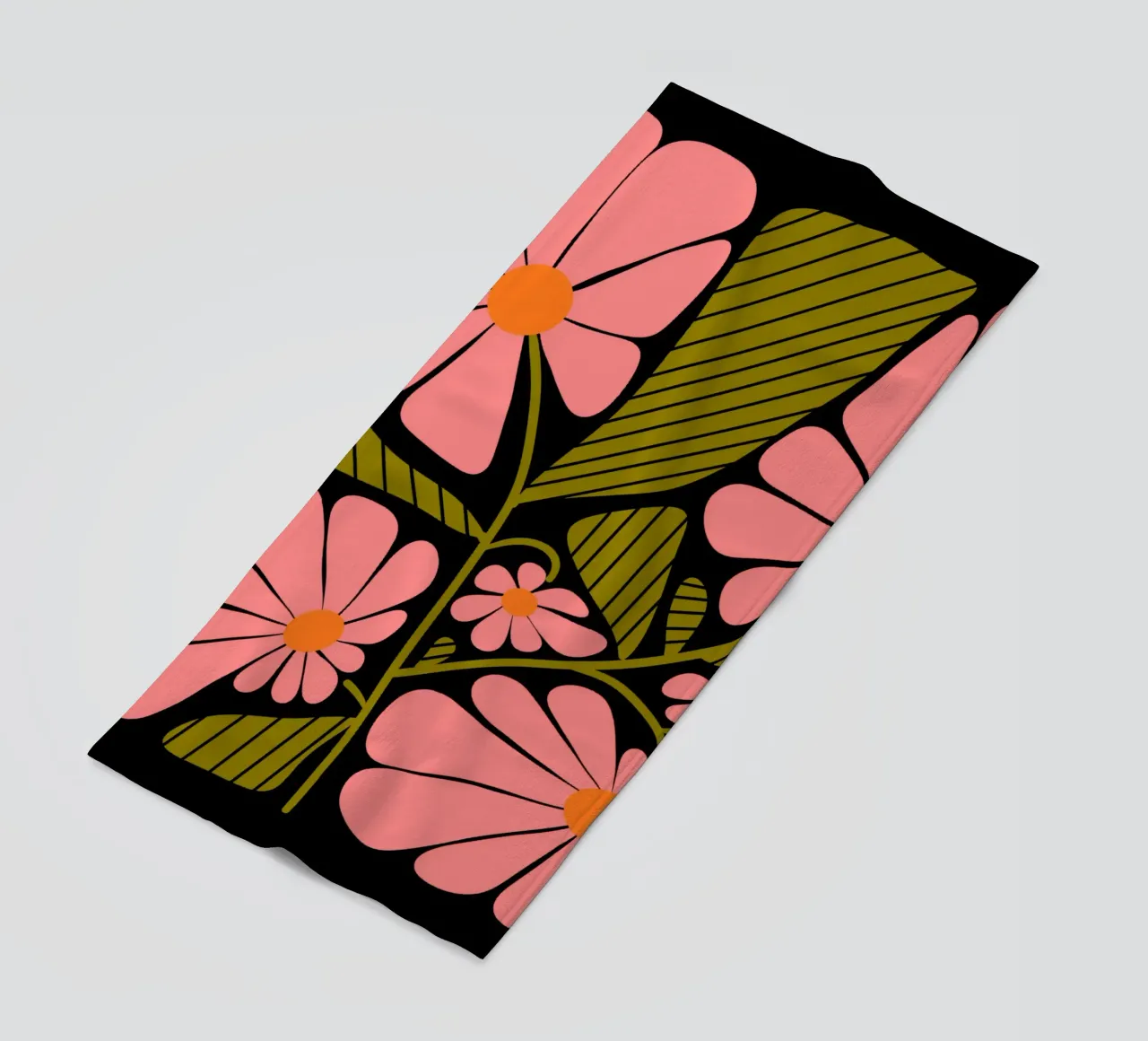 Retro 60s vibes pink flowers telo mare da TijanaArtStudio88