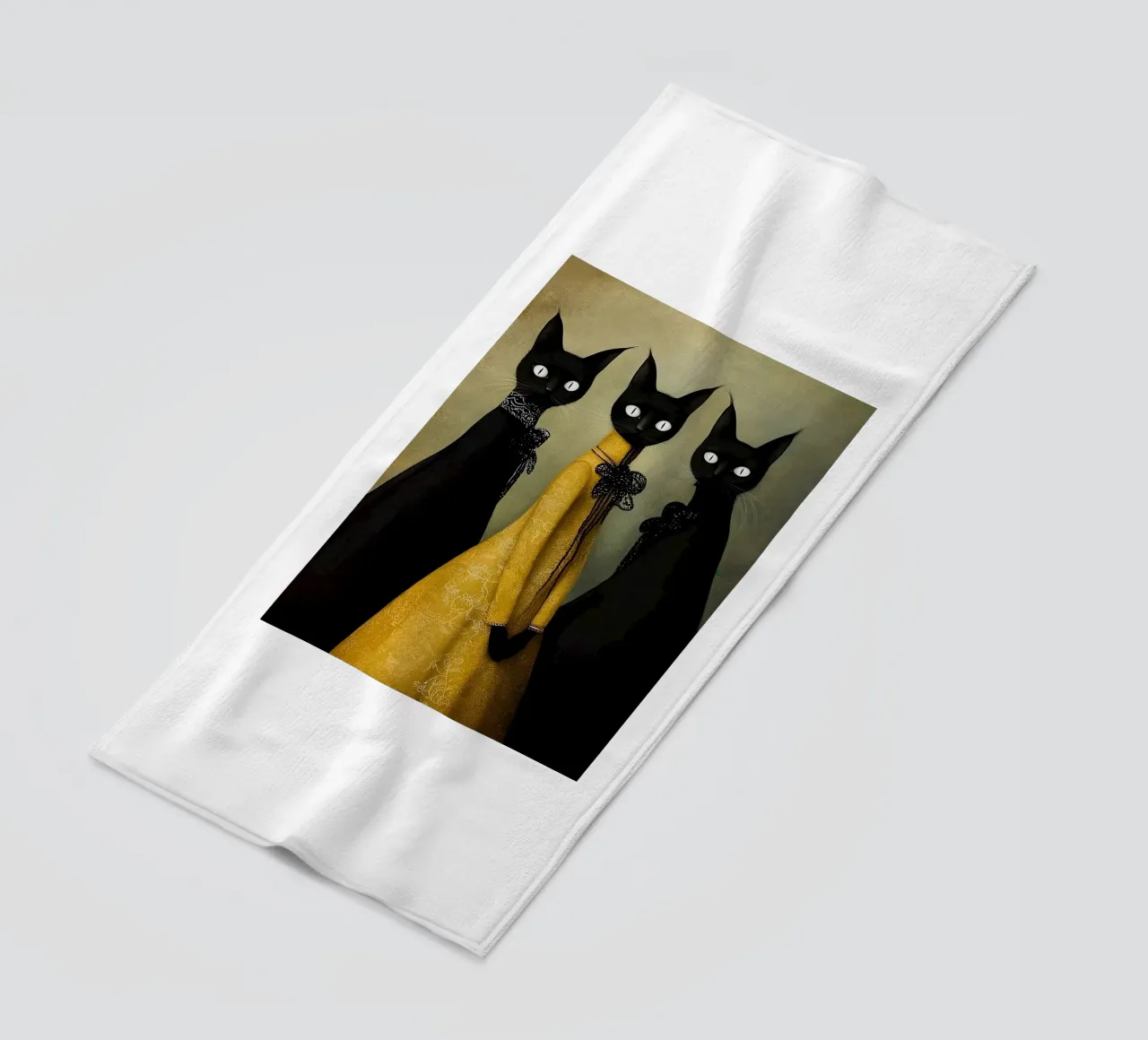 Tre gatti neri telo mare da Manuela