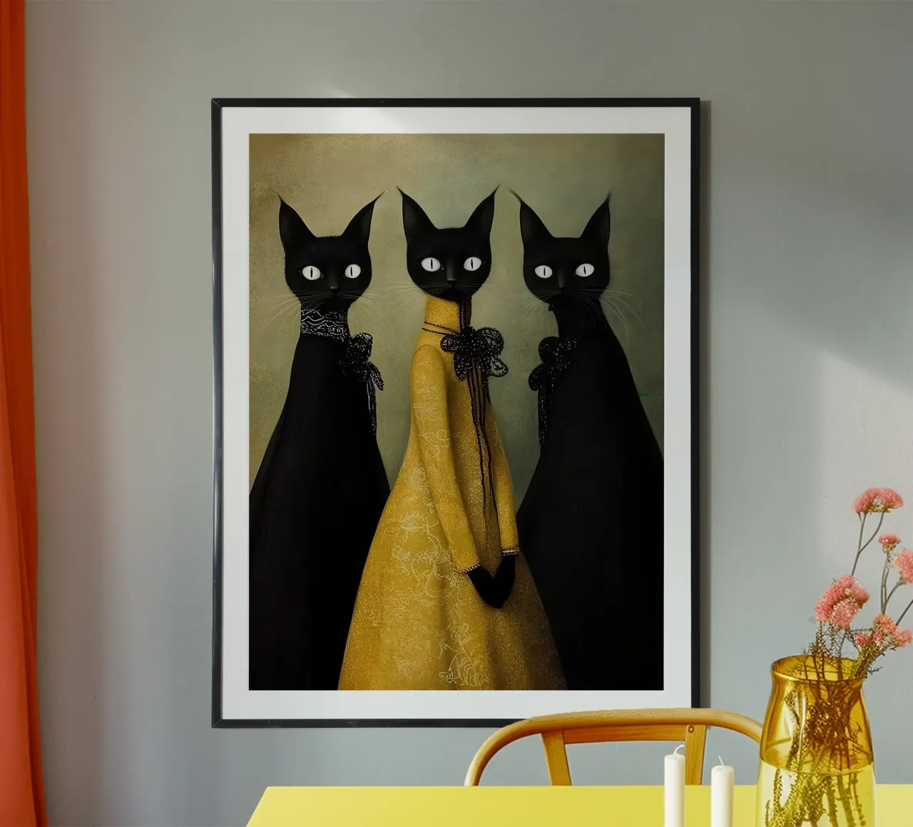 Tre gatti neri carta hahnemühle da Manuela