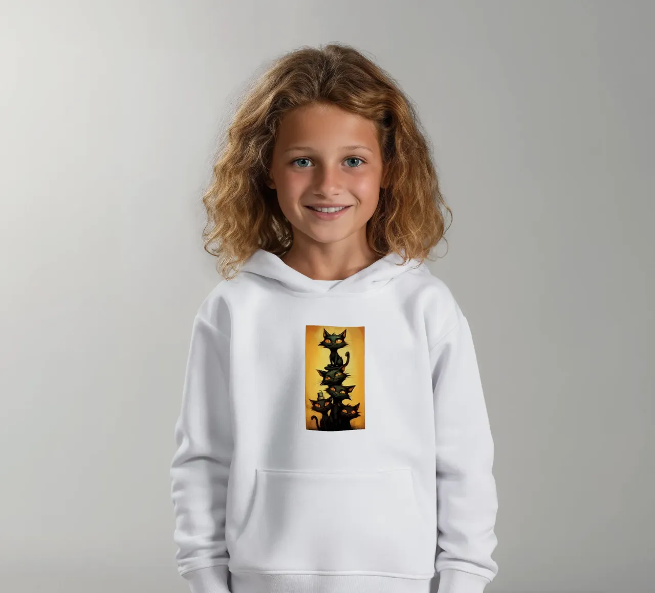 Gatti neri felpa bambino con cappuccio da Manuela
