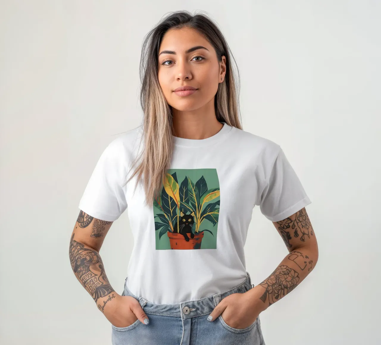 Gatto nero t-shirt da Manuela