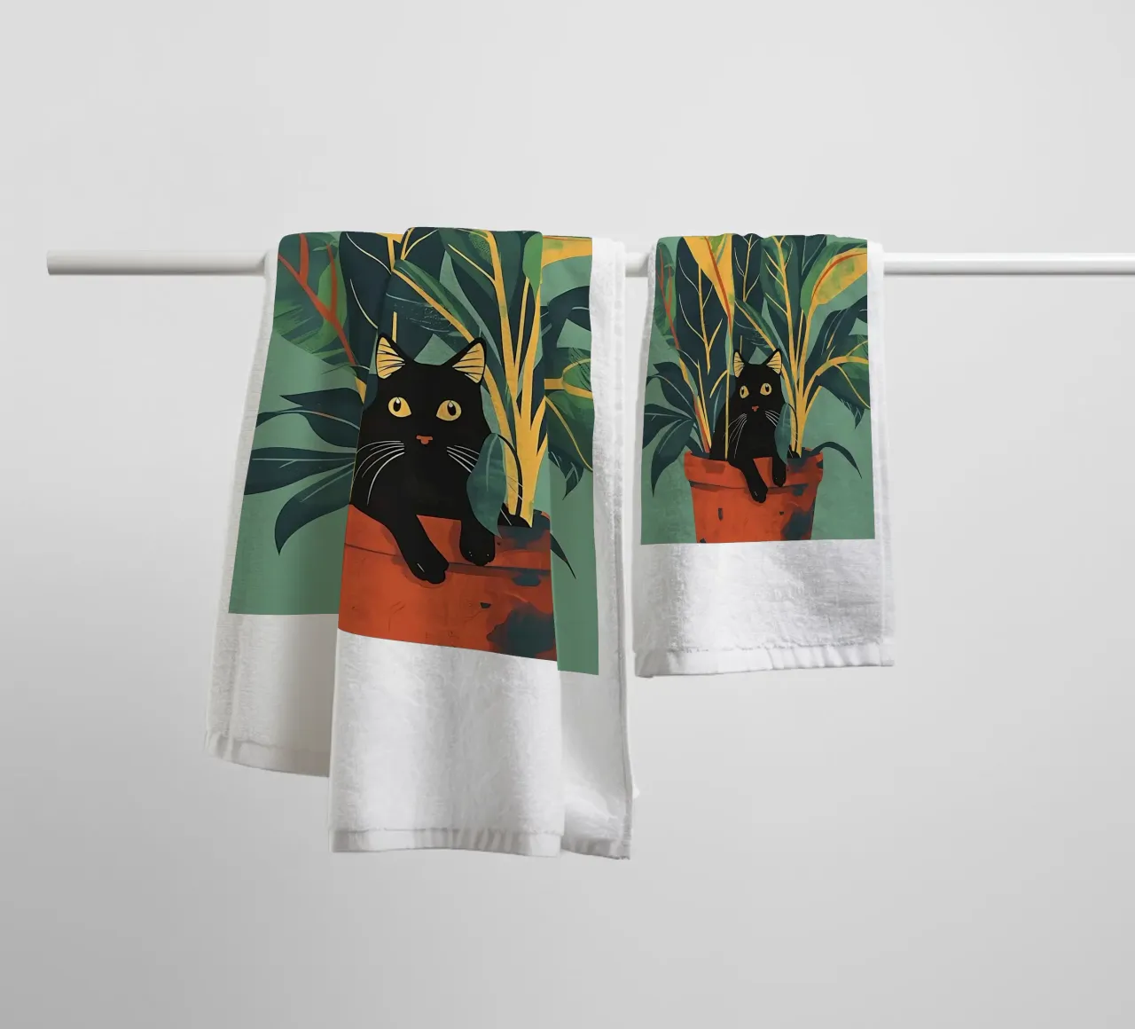 Gatto nero asciugamano da bagno da Manuela
