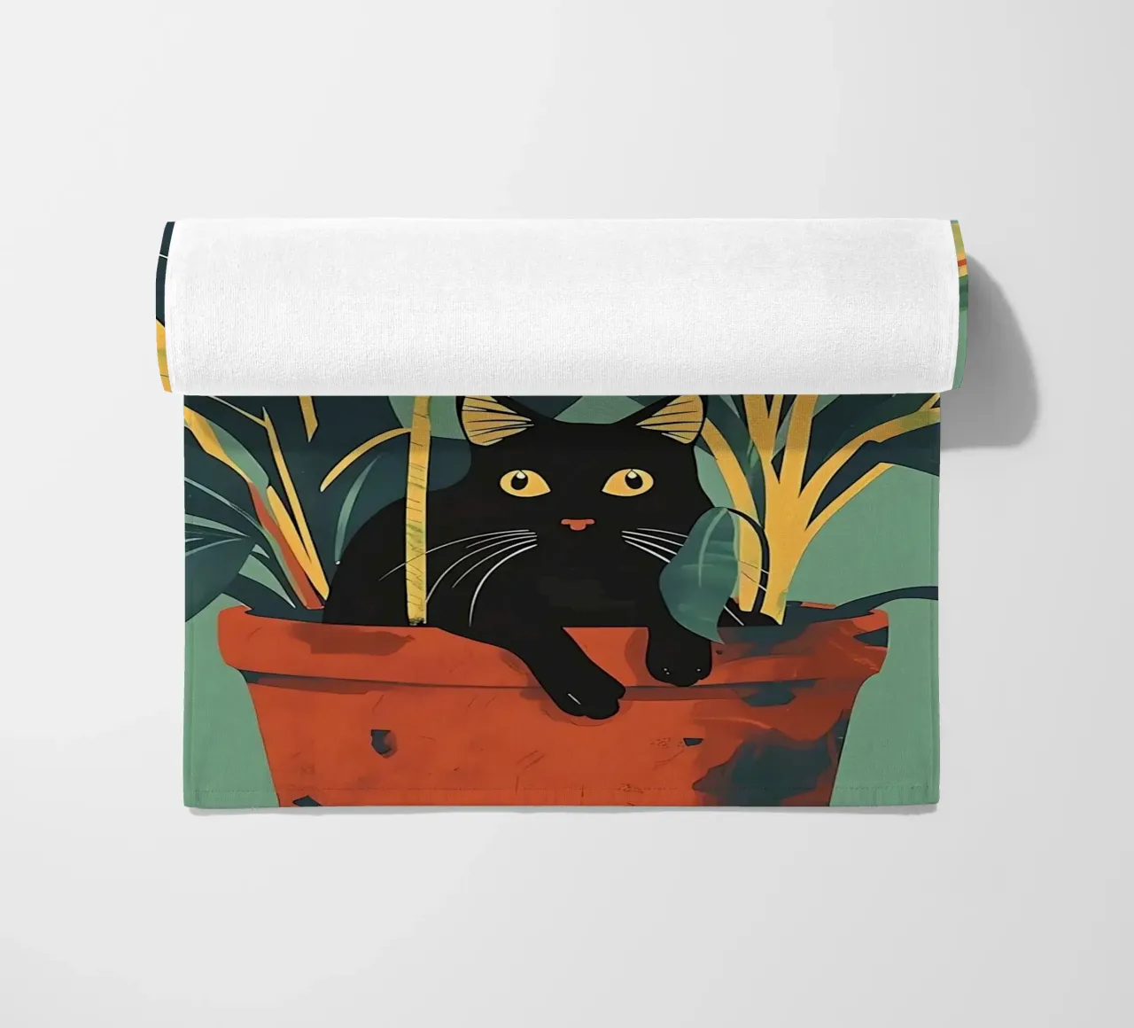 Gatto nero telo mare da Manuela