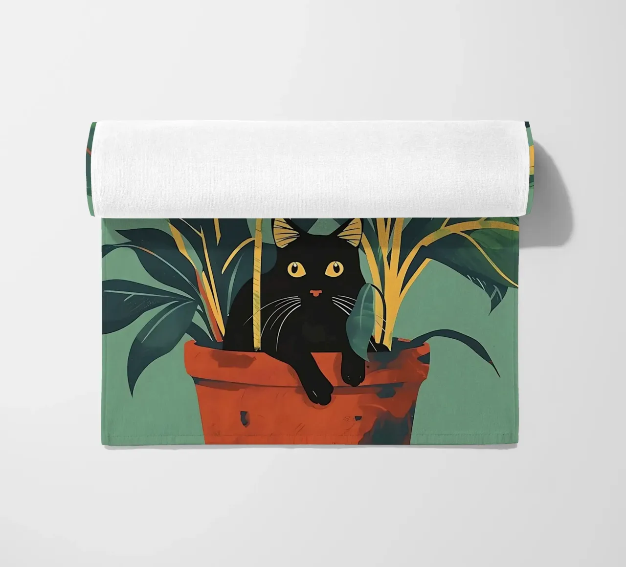 Gatto nero telo mare da Manuela