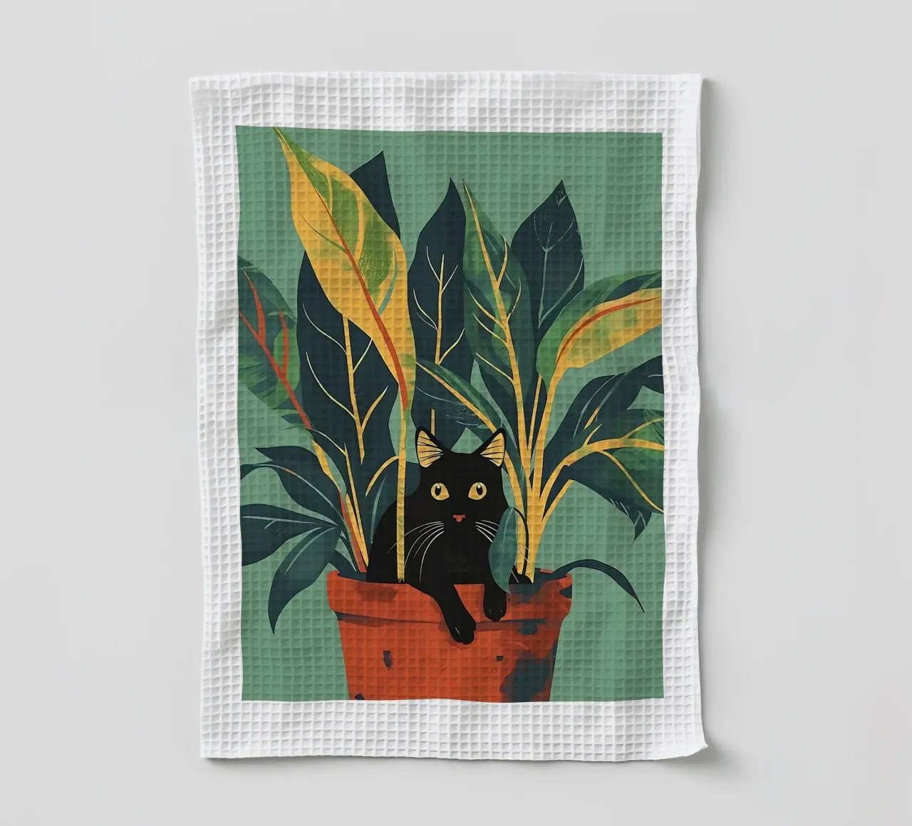 Gatto nero canovaccio da cucina da Manuela