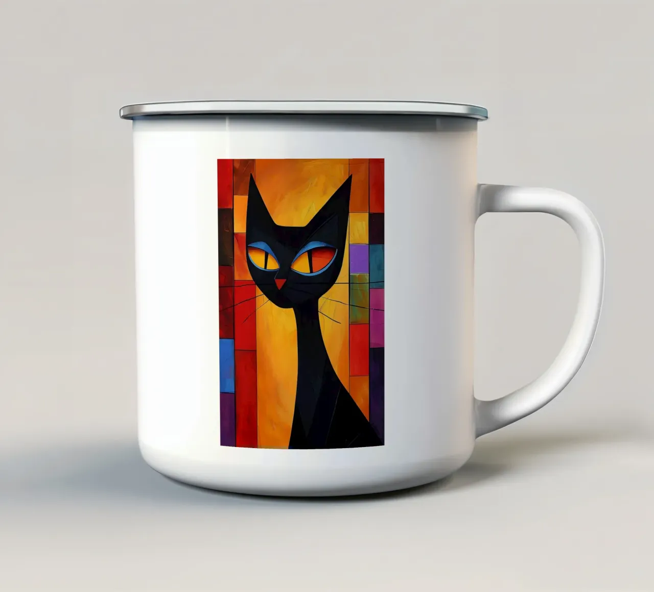 Gatto astratto colorato tazza in smalto da Kaden