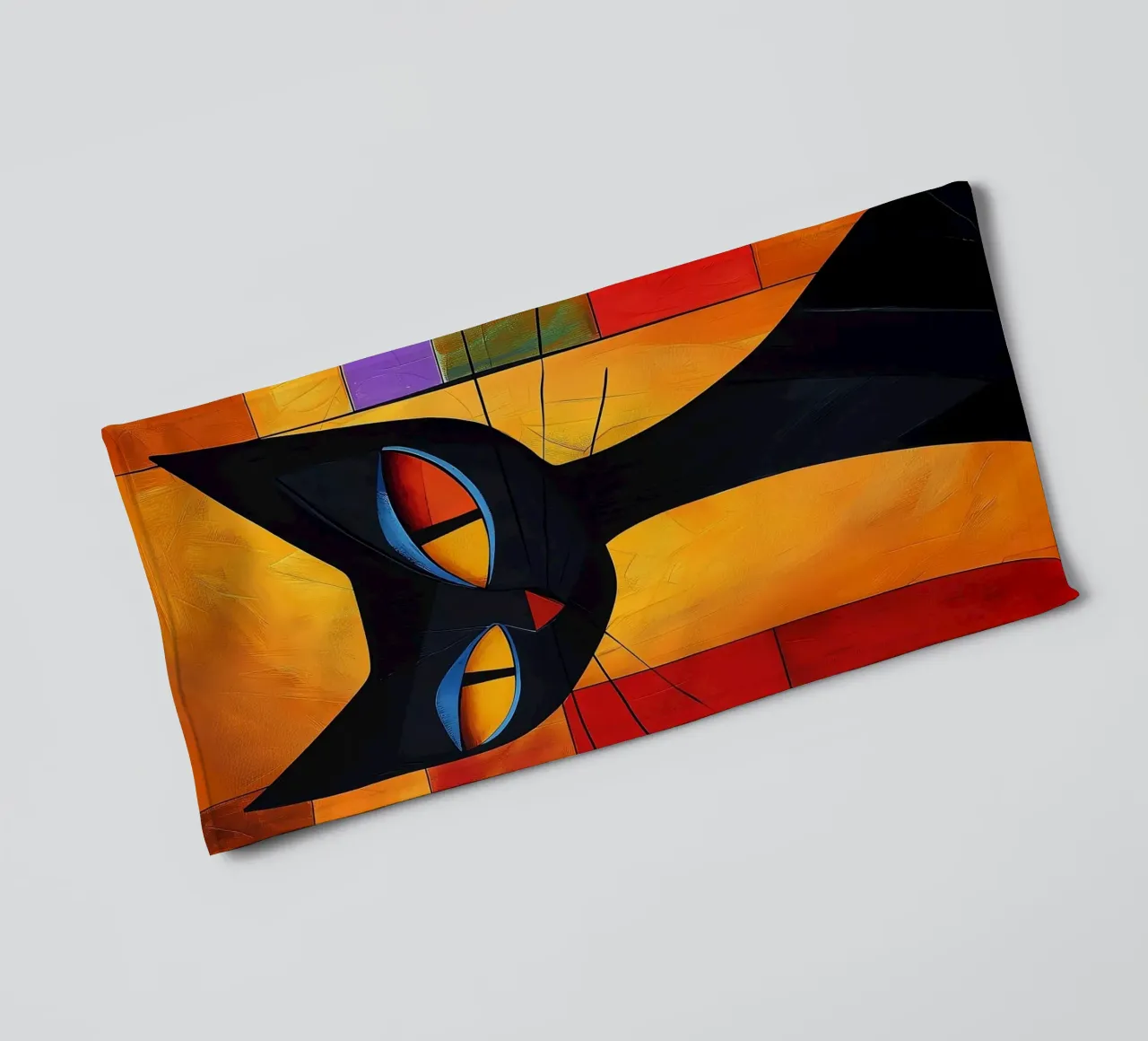 Kleurrijke abstracte kat badhanddoek van Kaden