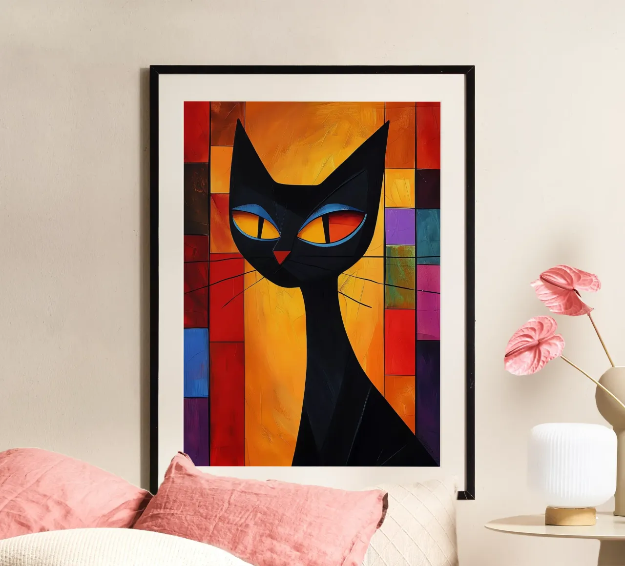 Gatto astratto colorato carta hahnemühle da Kaden