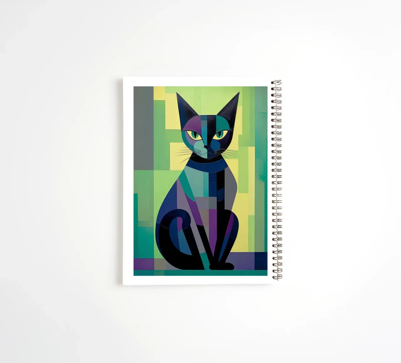 Geometry Colorful Cat spiral notebook by Kaden