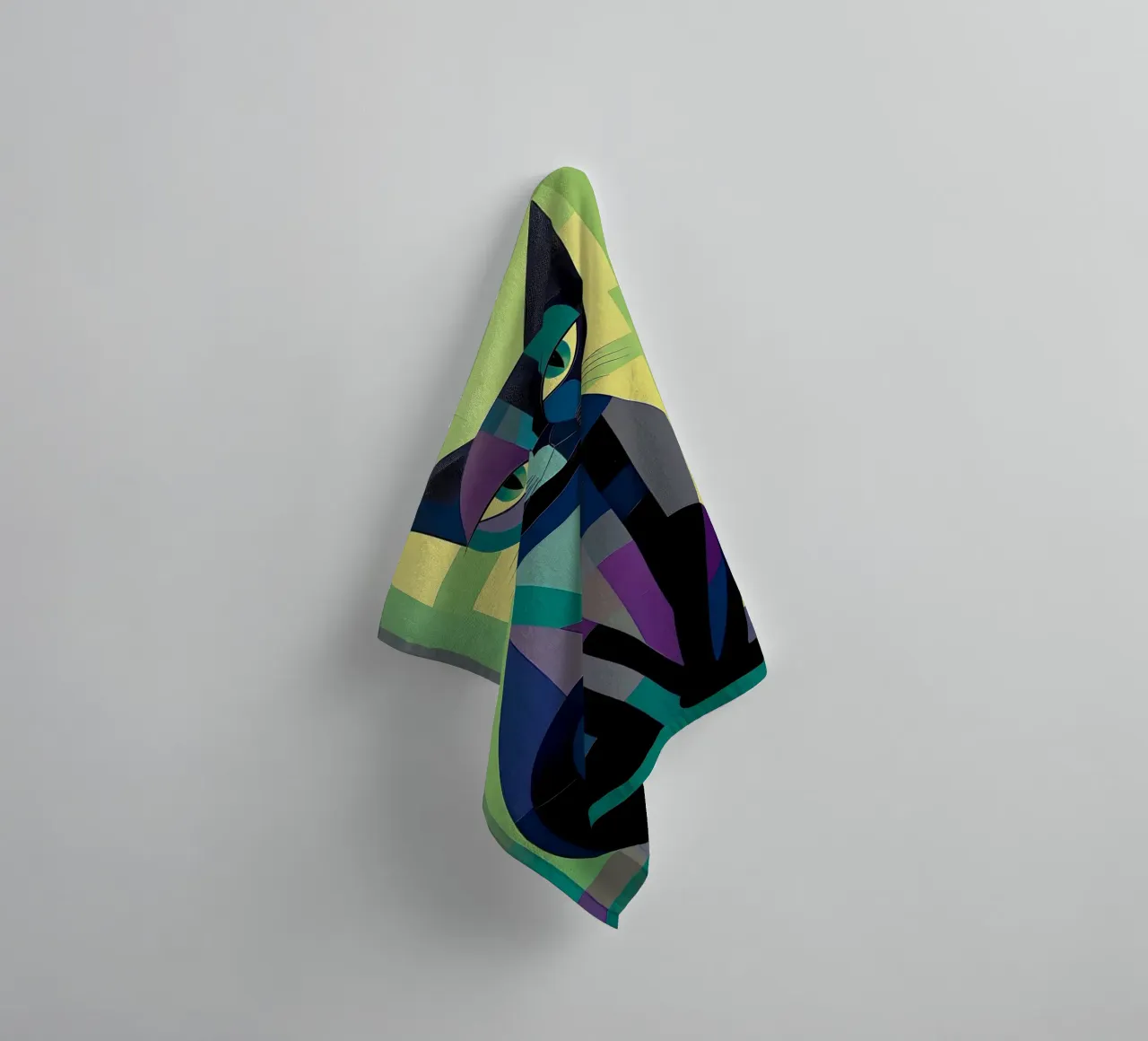 Geometry Colorful Cat towel by Kaden