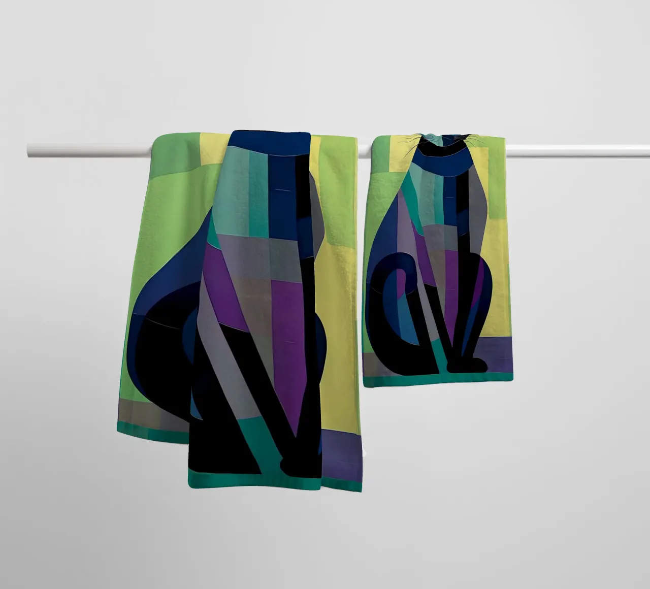 Geometry Colorful Cat towel by Kaden