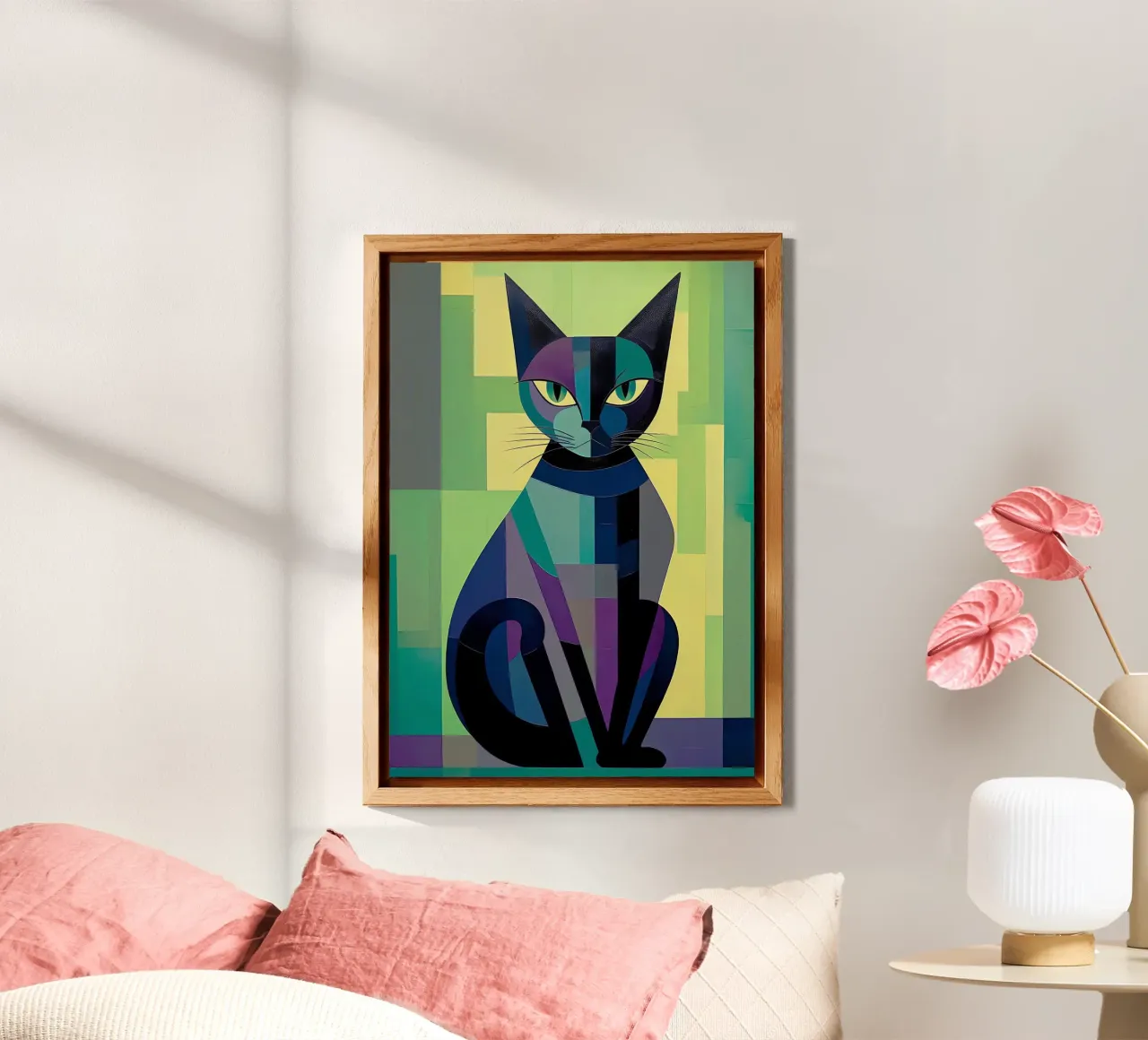 Gatto colorato geometrico alluminio dibond da Kaden