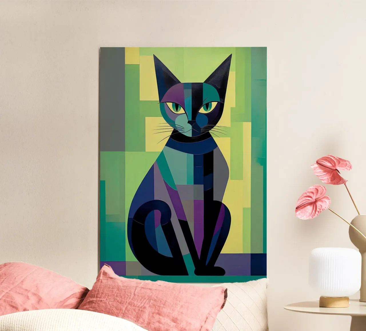 Gatto colorato geometrico alluminio dibond da Kaden