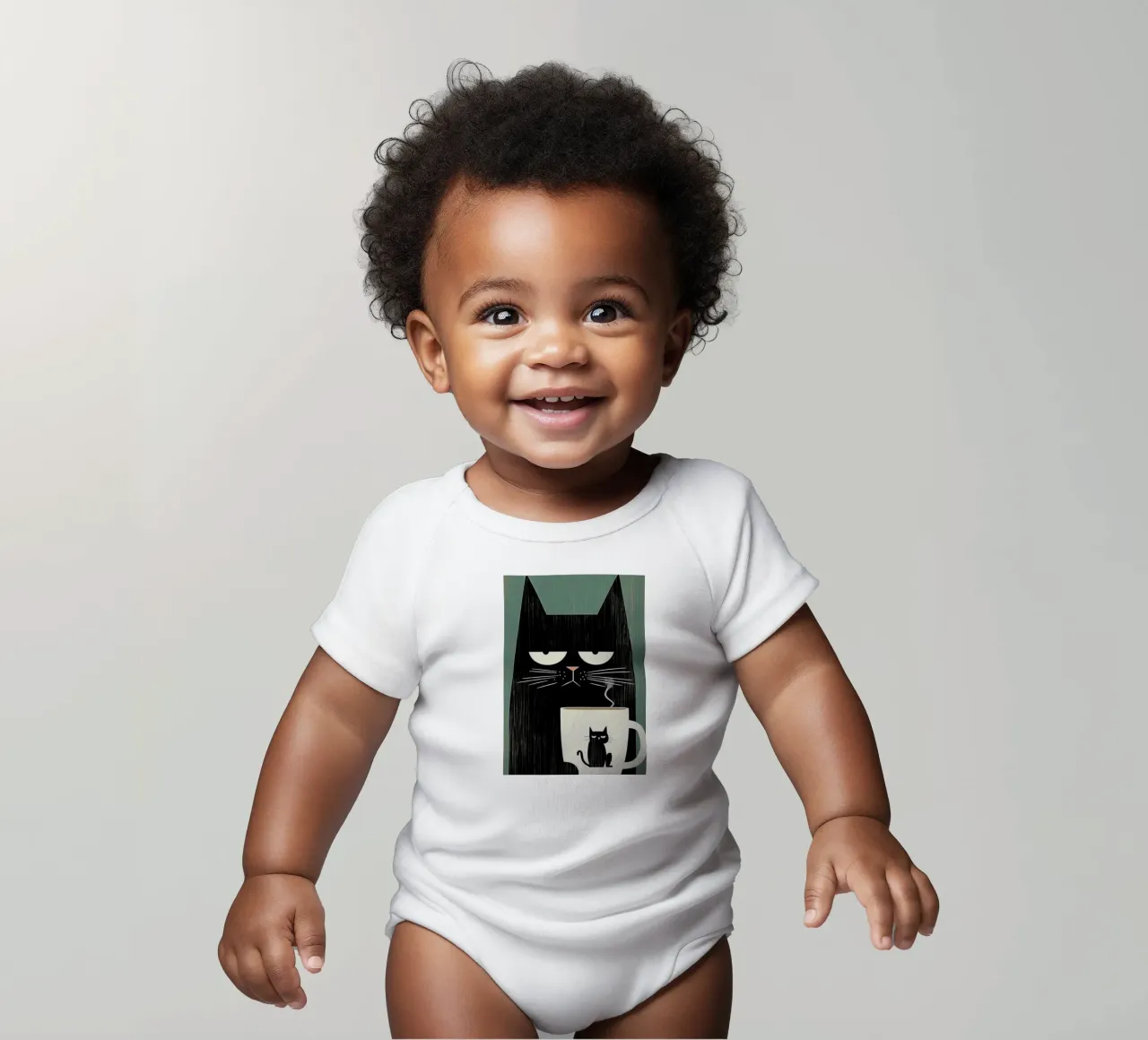 Caffè Black Cat body neonato maniche corte da Kaden