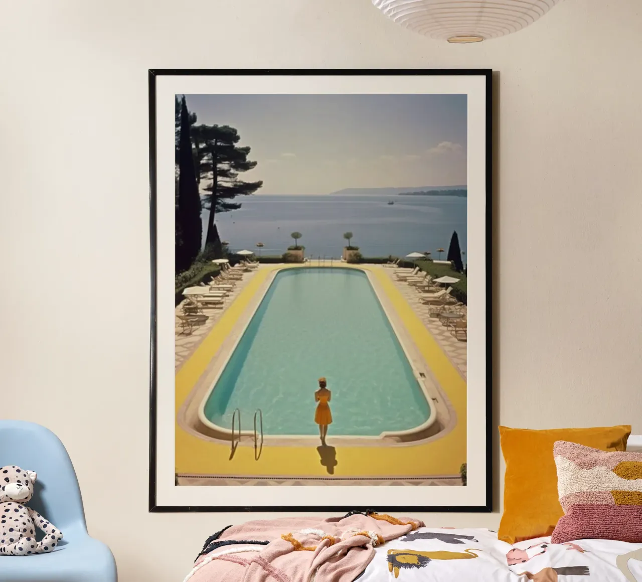 Piscina retrò di Cannes carta hahnemühle da Longoria Studio