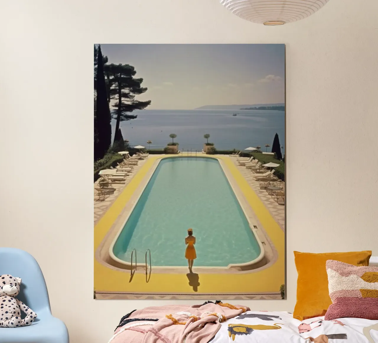 Piscina retrò di Cannes carta hahnemühle da Longoria Studio