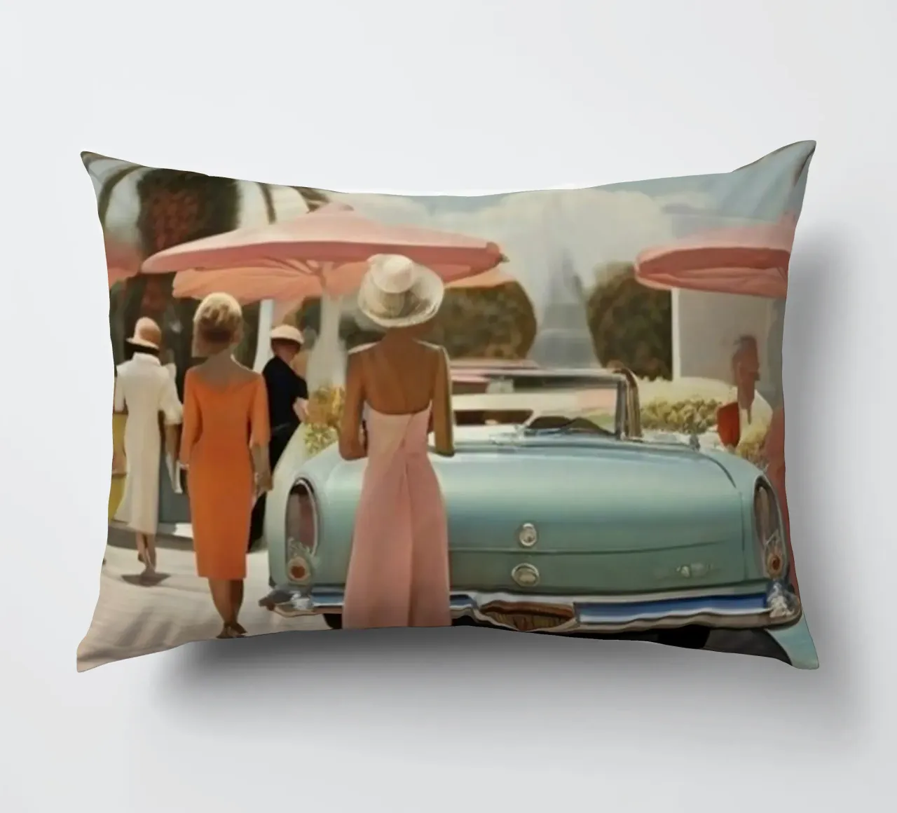 Auto d'epoca con signora cuscino da Longoria Studio