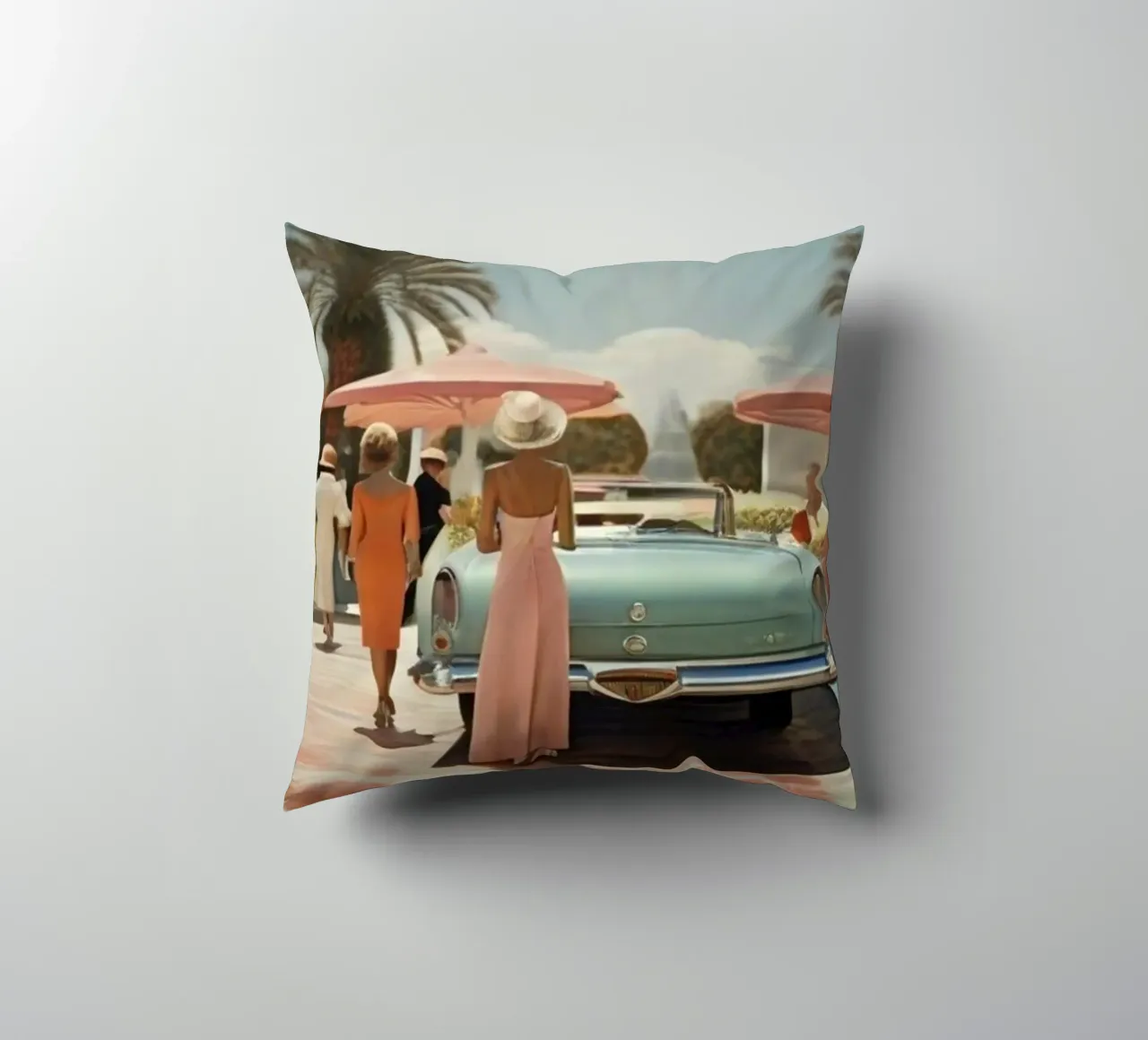 Auto d'epoca con signora cuscino da Longoria Studio