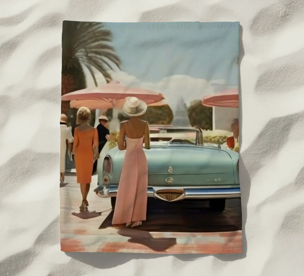 Auto d'epoca con signora telo mare da Longoria Studio