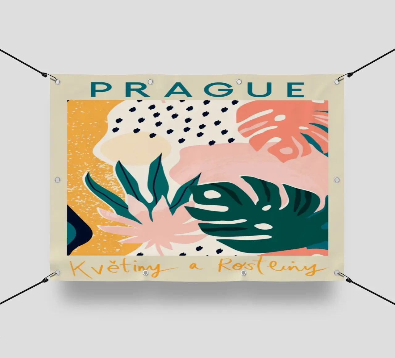 Praga floreale astratta - Botaniche moderne di metà secolo telo in pvc da homdeco