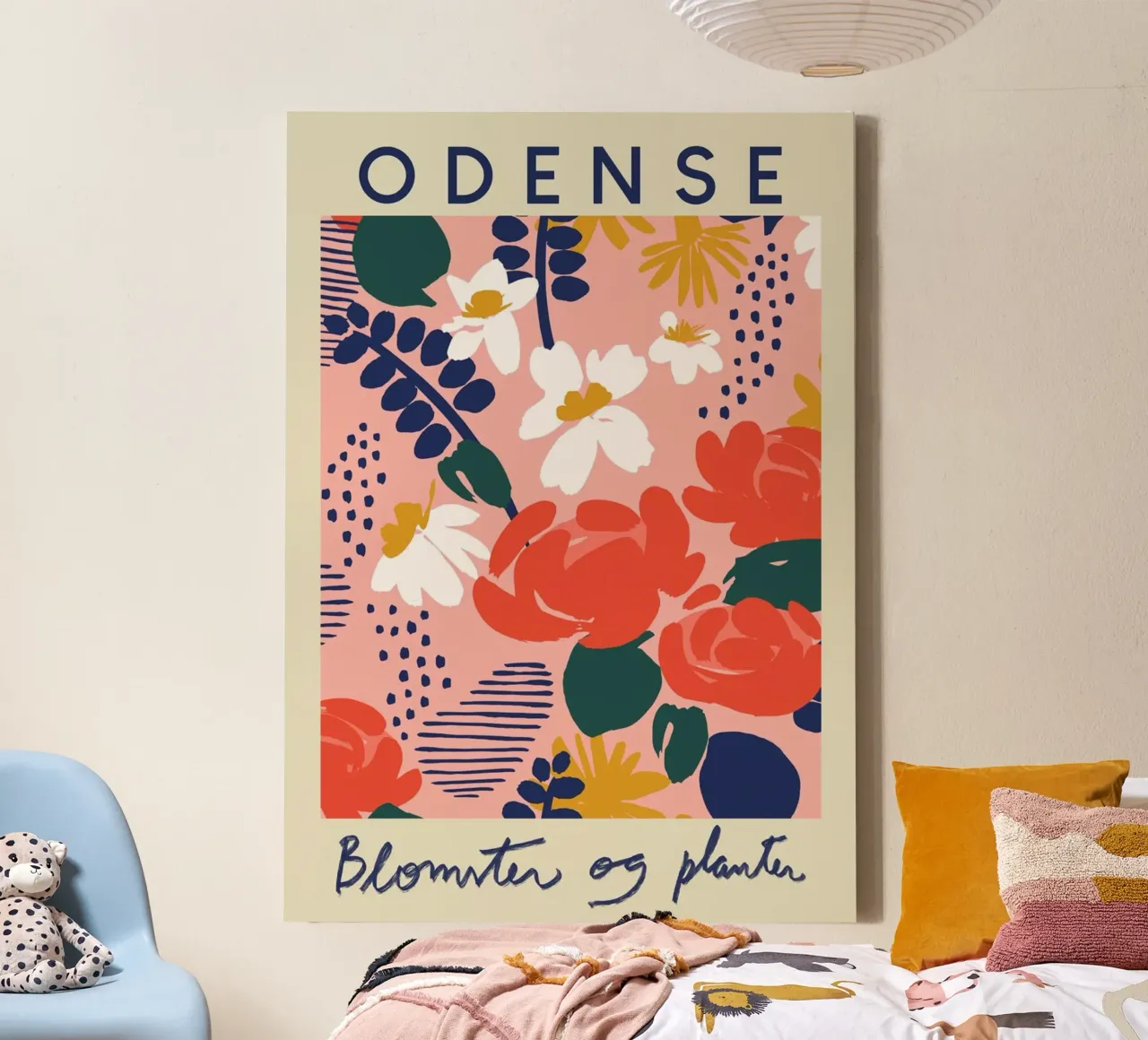 Giardino botanico di Odense - Stampa floreale astratta danese tela con Cornice a cassetta da homdeco