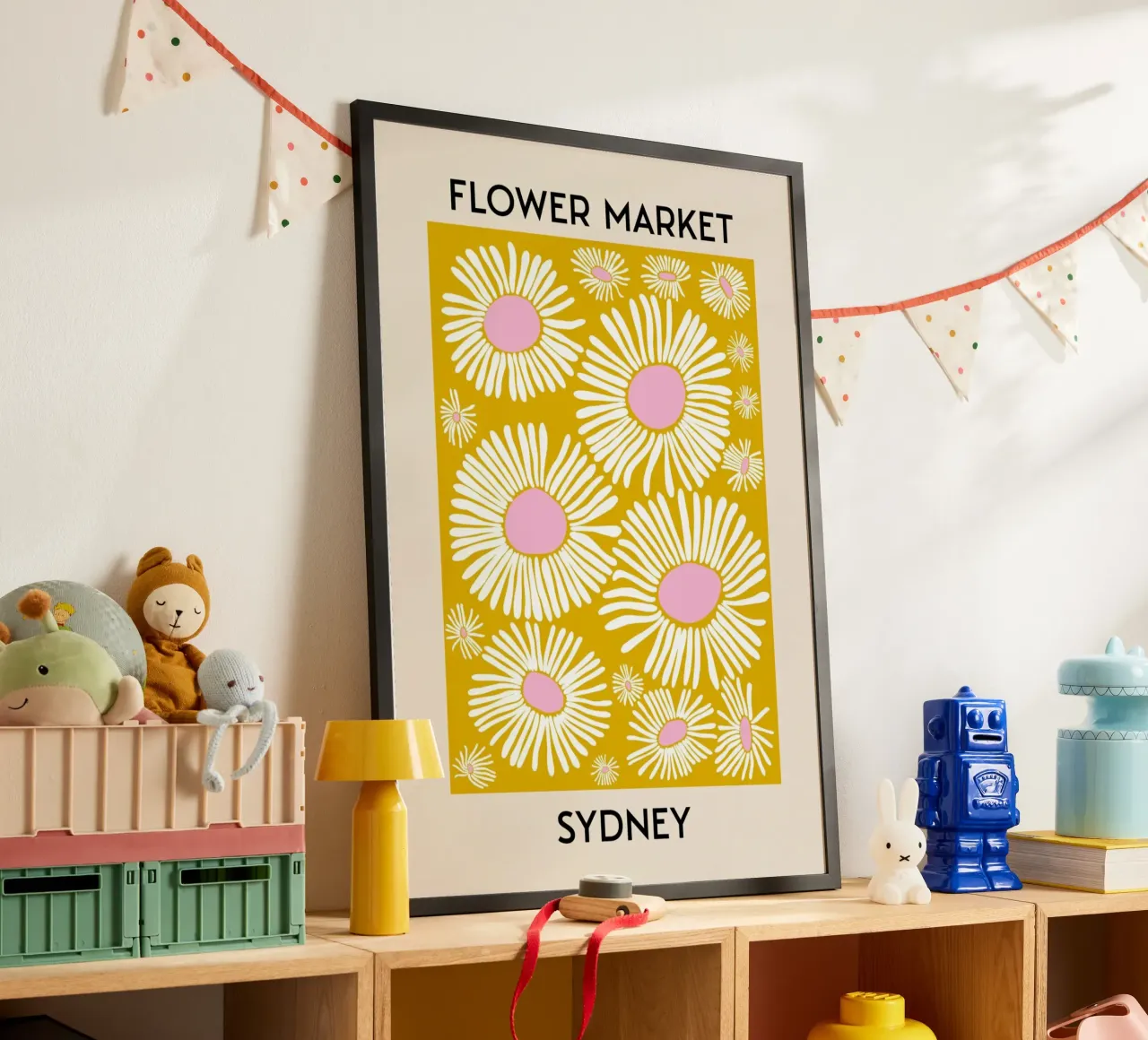 Mercato dei fiori di Sydney - Stampa pop art di margherite in grassetto poster da homdeco