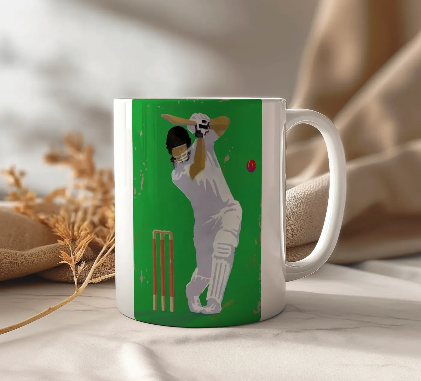 Cricket ceramic mug by Andy Bridge
