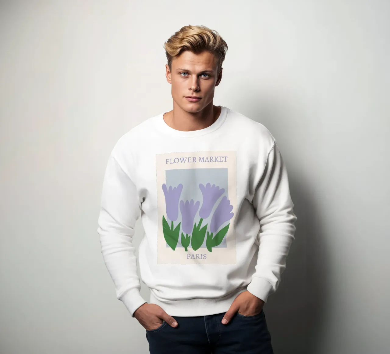 Bloemenmarkt Parijs - Lila Tulp Abstract Print sweatshirt van homdeco