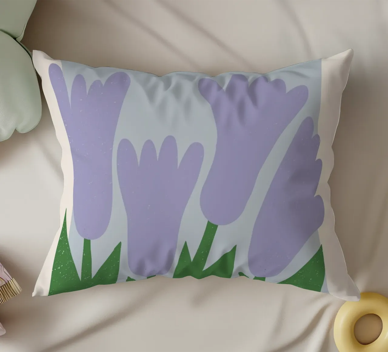 Bloemenmarkt Parijs - Lila Tulp Abstract Print kussen van homdeco