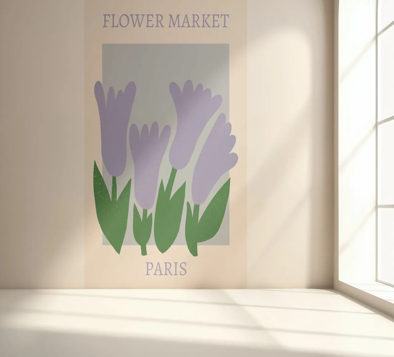 Bloemenmarkt Parijs - Lila Tulp Abstract Print fotobehang van homdeco