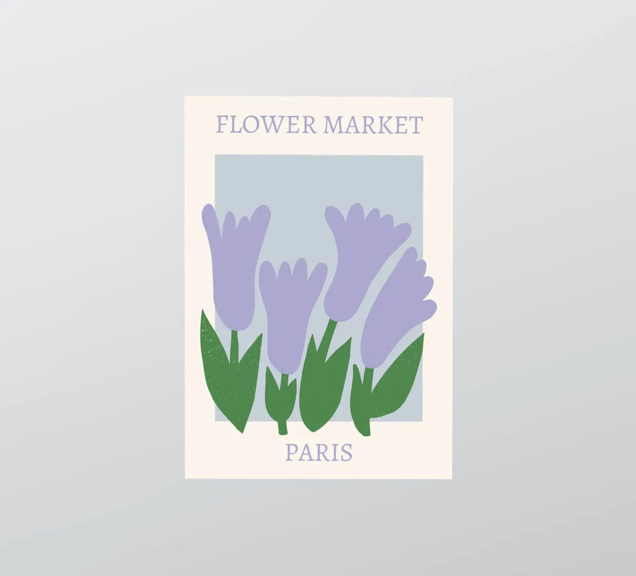 Bloemenmarkt Parijs - Lila Tulp Abstract Print sticker van homdeco