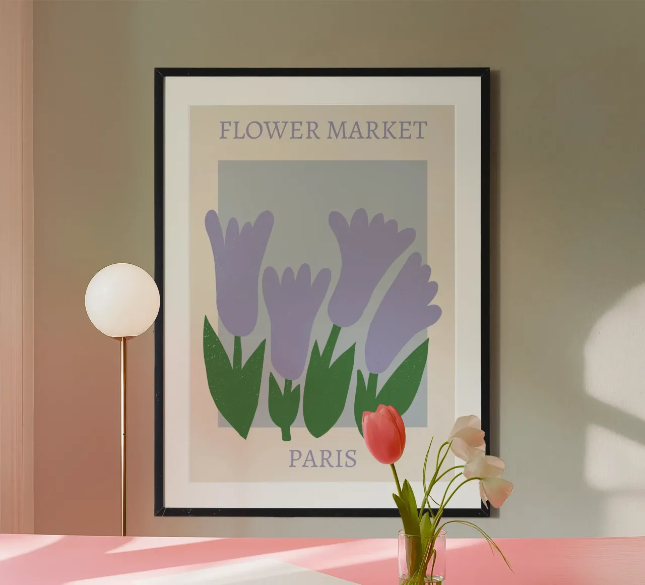 Mercado de las flores de París - Tulipán lila Impresión abstracta poster de homdeco
