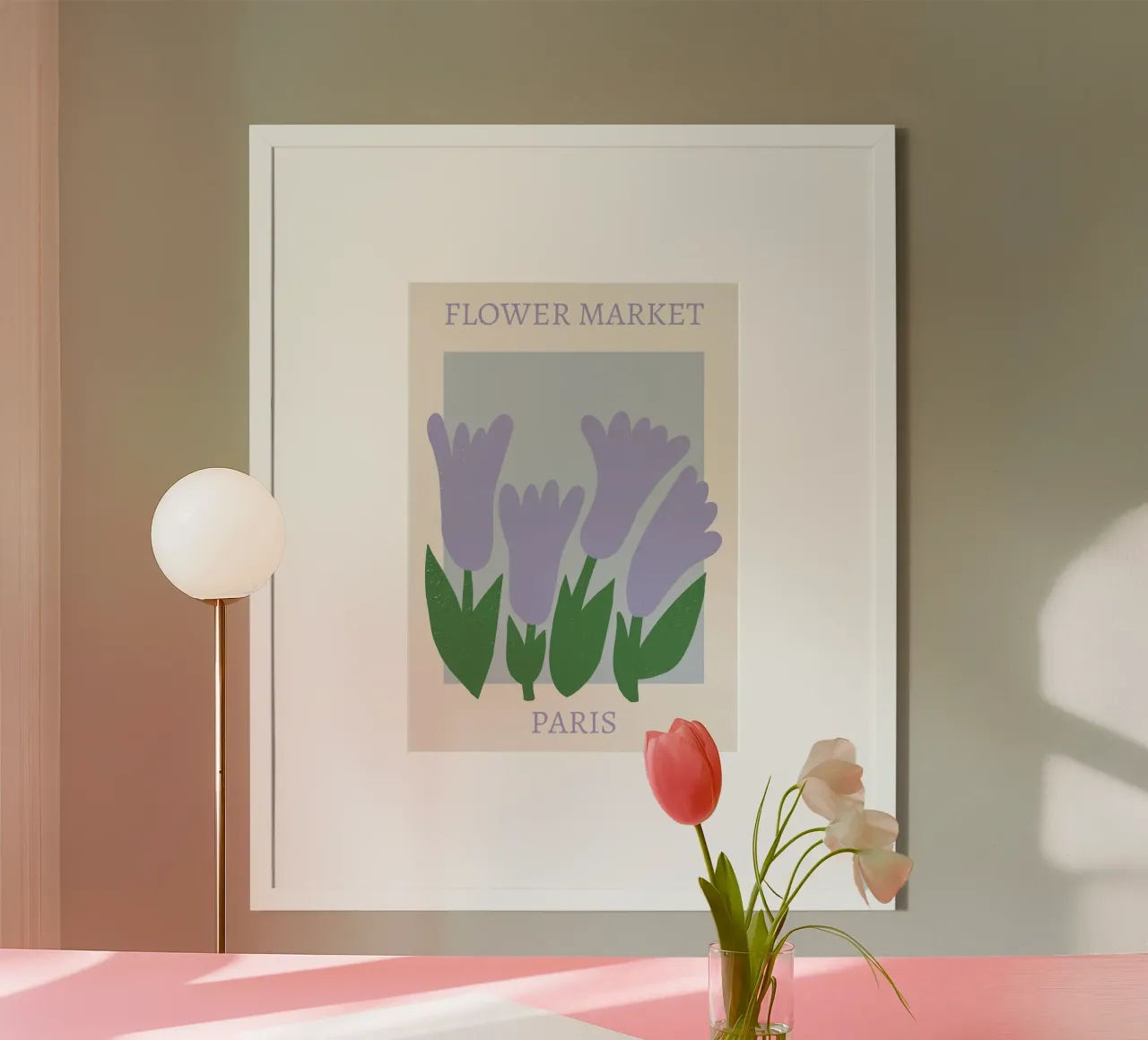 Mercado de las flores de París - Tulipán lila Impresión abstracta poster de homdeco