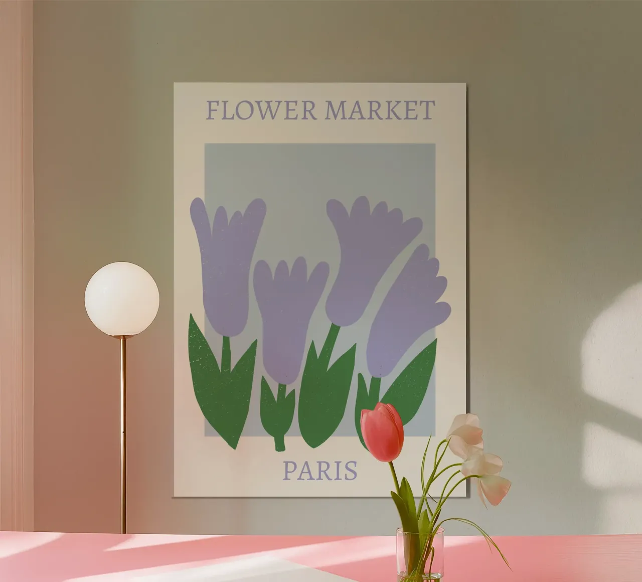 Mercado de las flores de París - Tulipán lila Impresión abstracta poster de homdeco