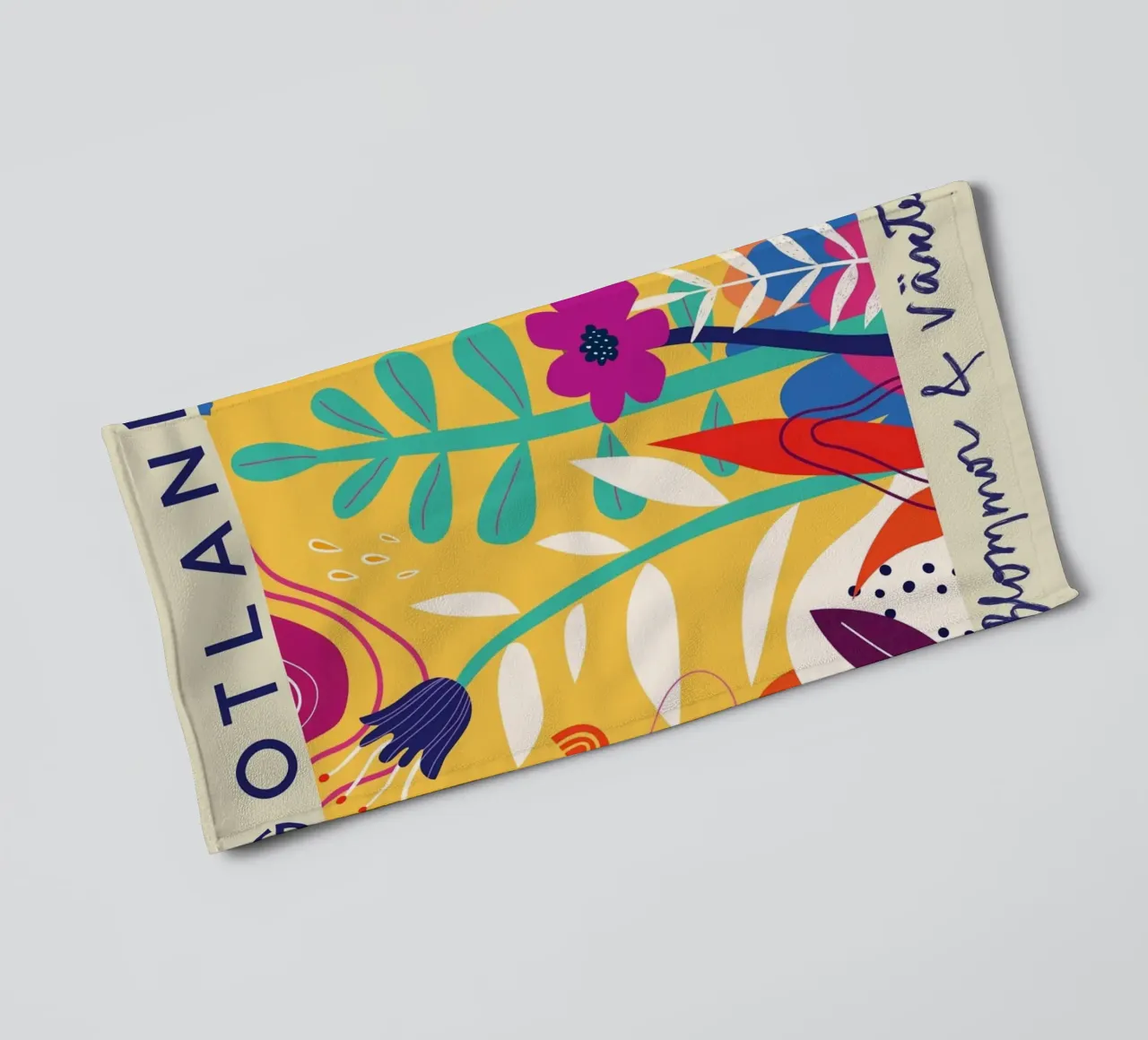 Gotland Botanical Abstract - Vibrant Swedish Flora Art Print towel by homdeco