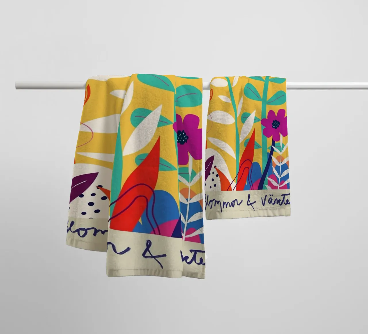 Gotland Botanical Abstract - Vibrant Swedish Flora Art Print towel by homdeco