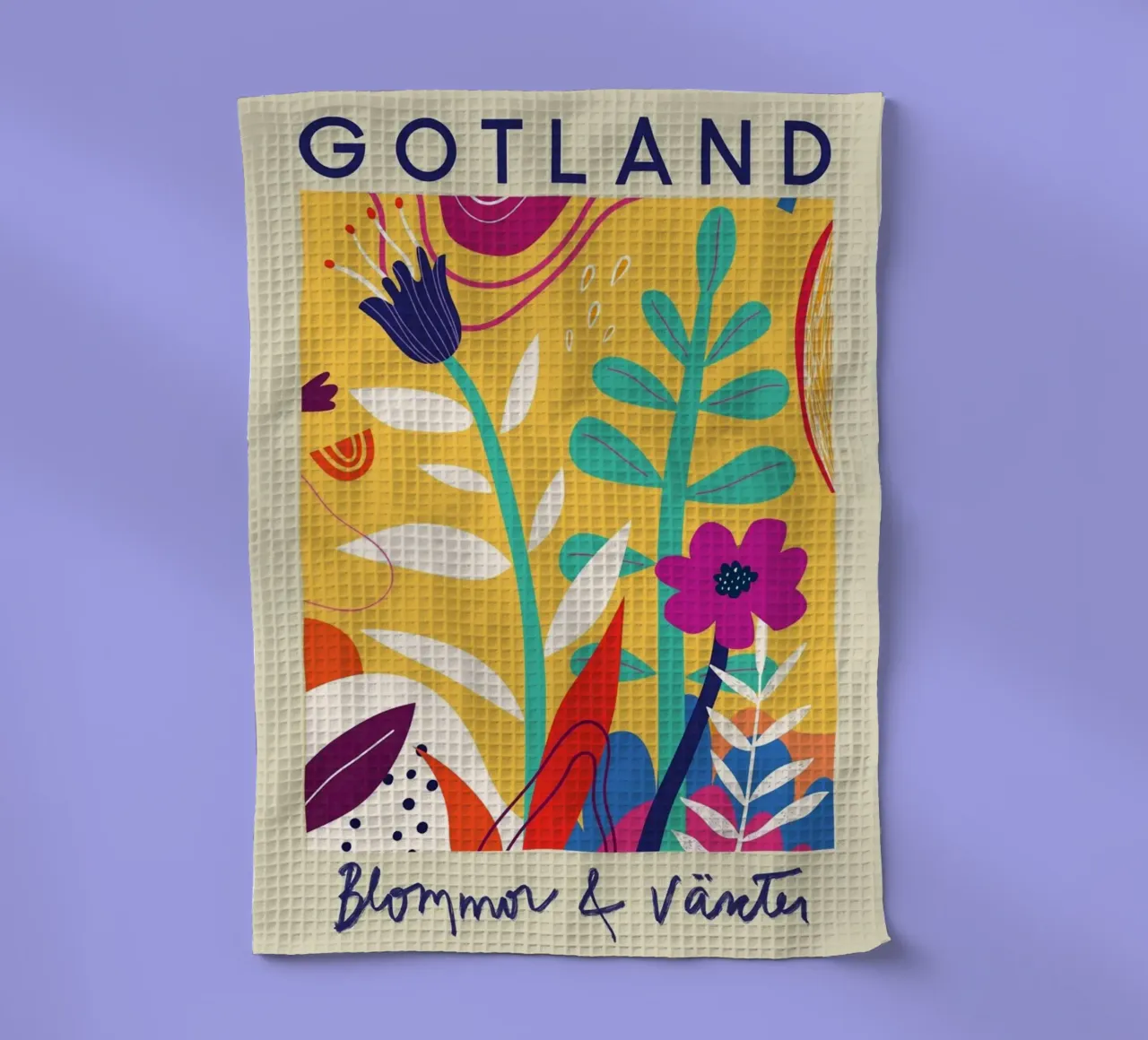 Gotland Botanical Abstract - Vibrant Swedish Flora Art Print torchon de homdeco