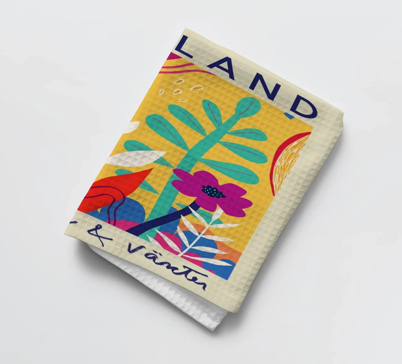 Gotland Botanical Abstract - Vibrant Swedish Flora Art Print torchon de homdeco