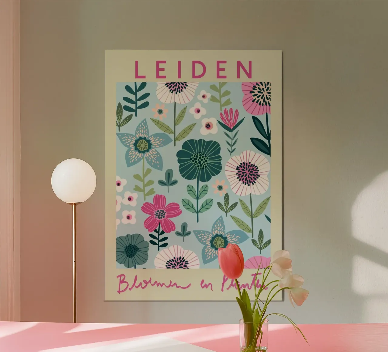 Giardino botanico di Leida - Stampa floreale astratta olandese poster con telaio in plastica da homdeco