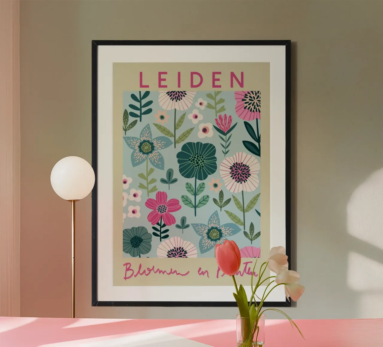 Giardino botanico di Leida - Stampa floreale astratta olandese poster con telaio in plastica da homdeco