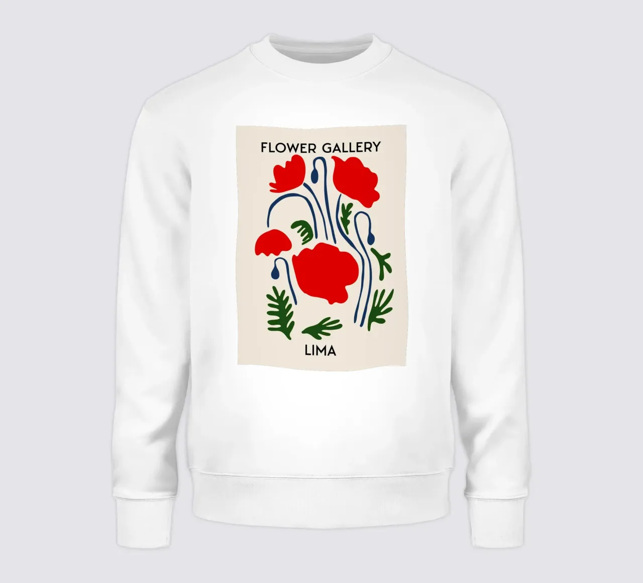 Lima Flower Gallery - Red Poppy Abstract Art Print sweatshirt by homdeco