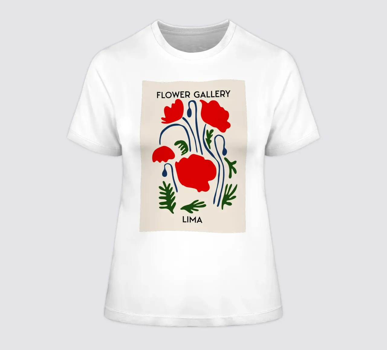 Lima Flower Gallery - Red Poppy Abstract Art Print women's fitted t-shirt by homdeco