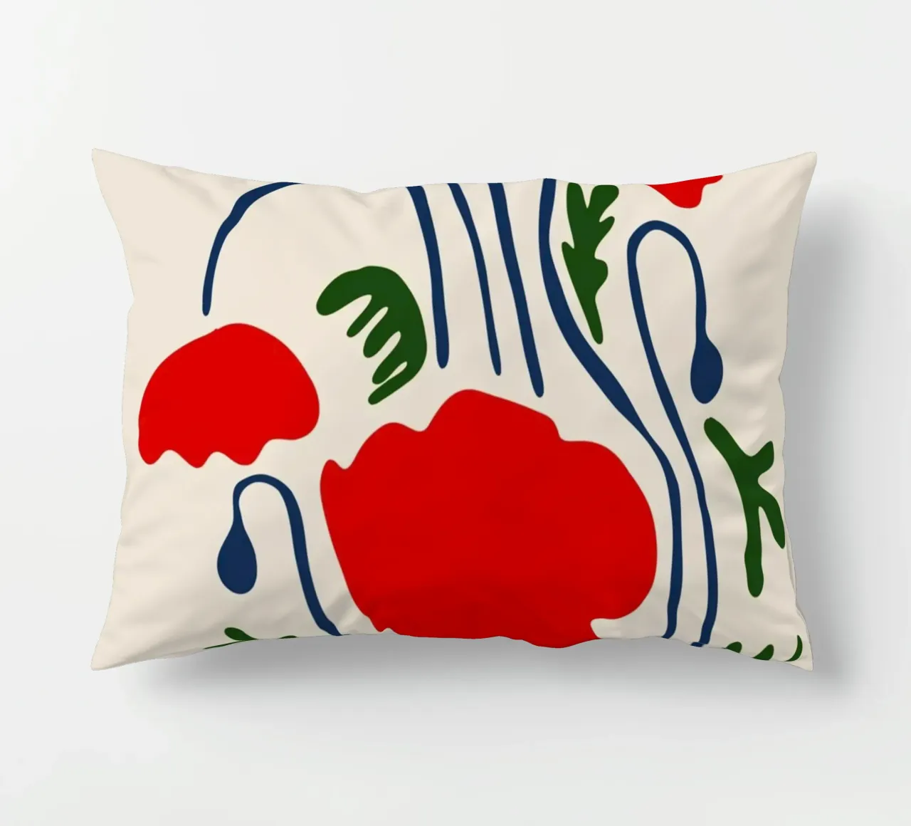 Lima Flower Gallery - Red Poppy Abstract Art Print decorative cushion by homdeco
