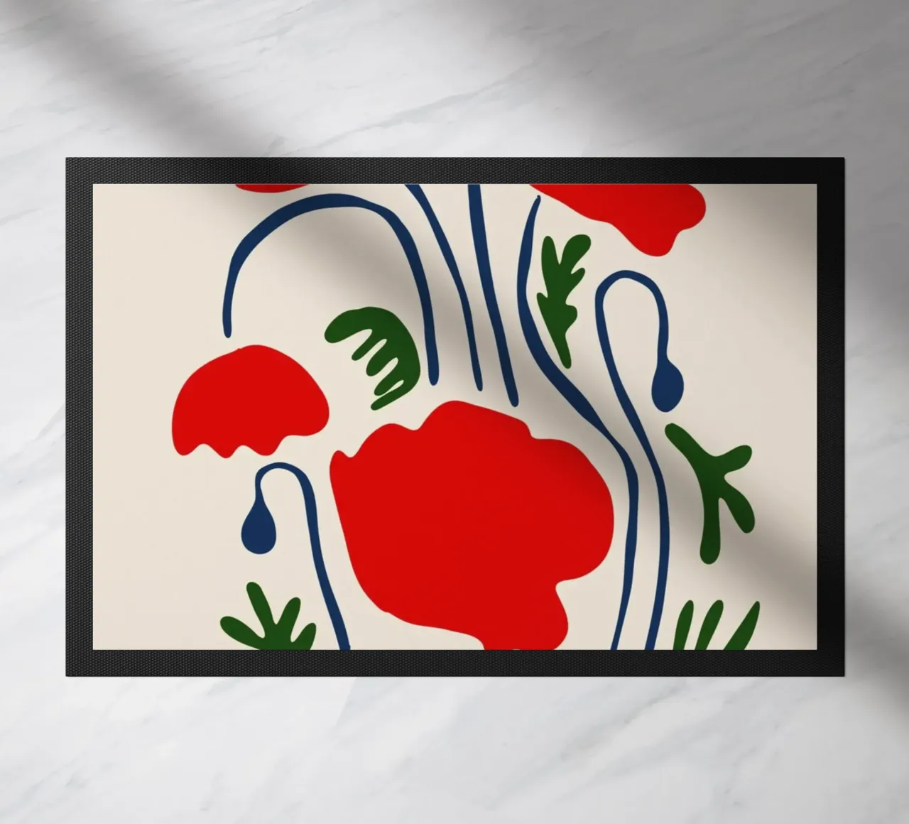 Lima Flower Gallery - Red Poppy Abstract Art Print doormat by homdeco