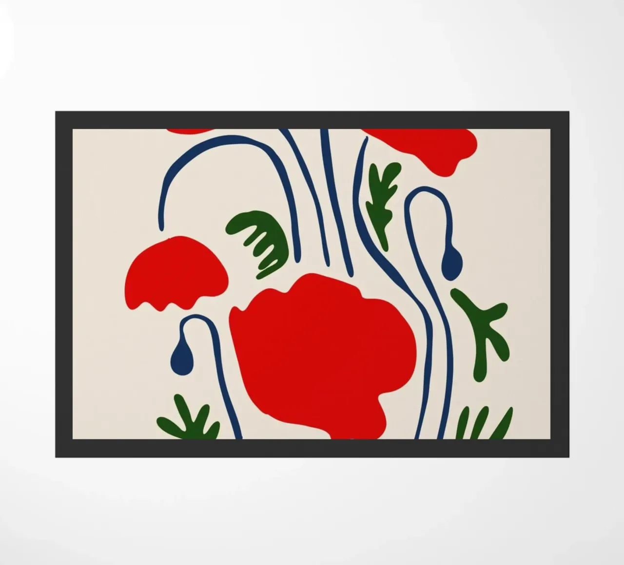 Lima Flower Gallery - Red Poppy Abstract Art Print doormat by homdeco