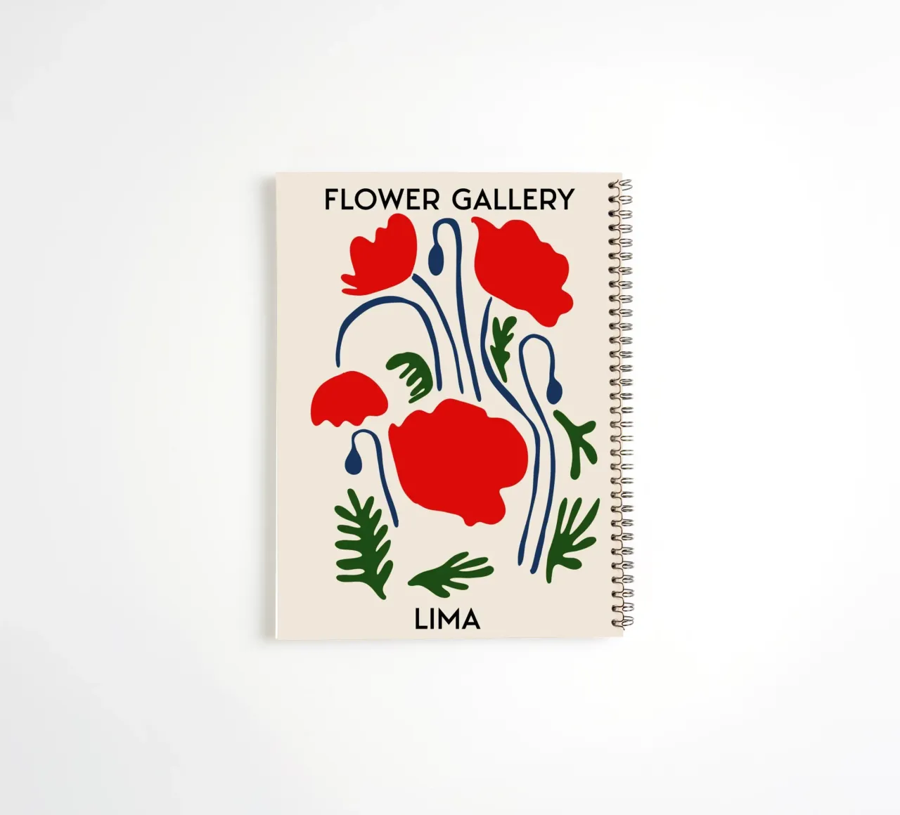 Lima Flower Gallery - Red Poppy Abstract Art Print spiral notebook by homdeco