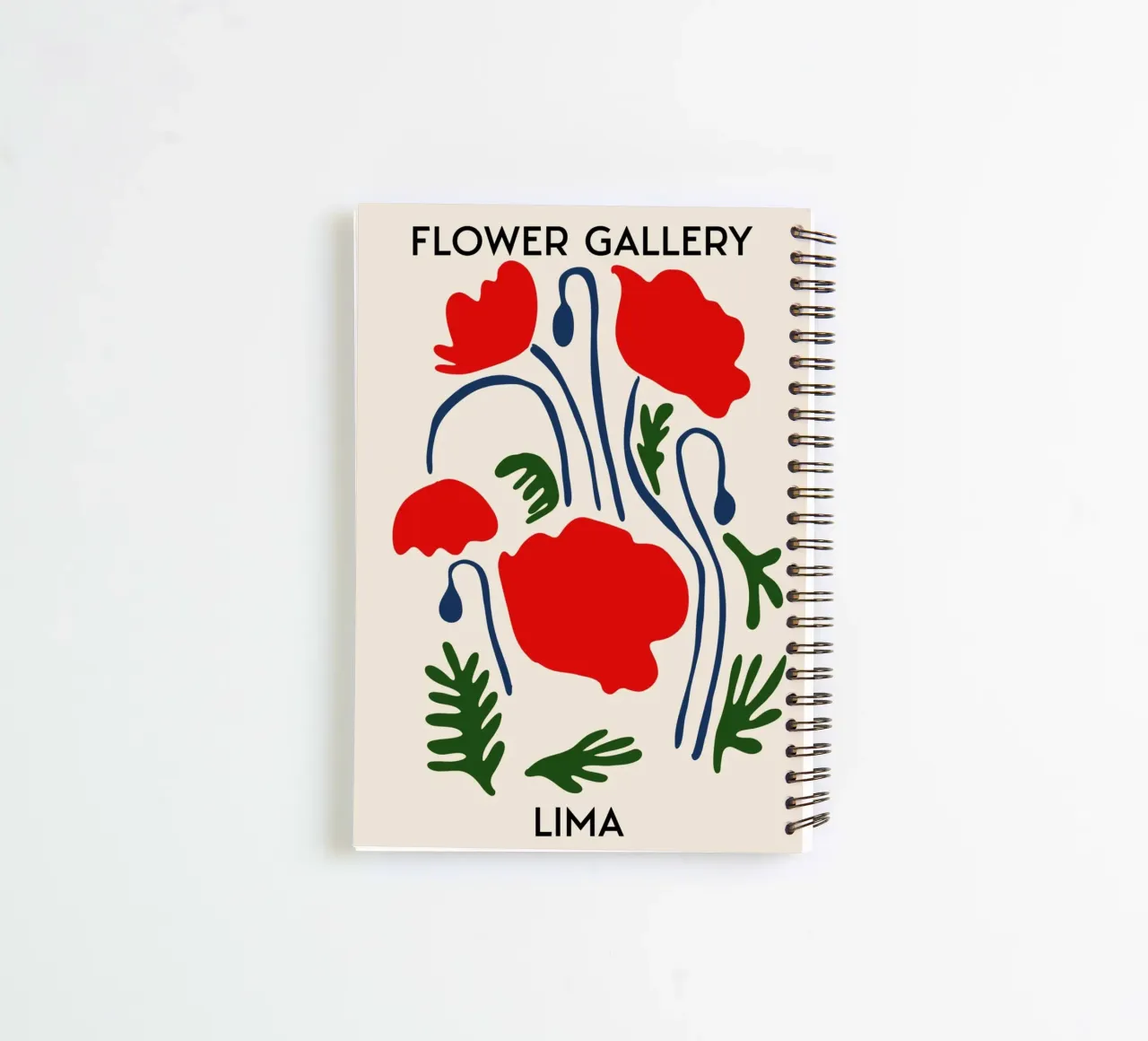 Lima Flower Gallery - Red Poppy Abstract Art Print spiral notebook by homdeco