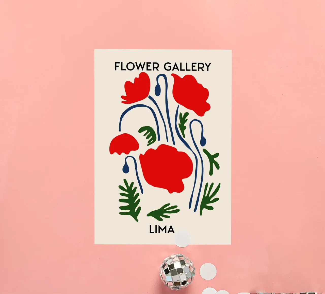Lima Flower Gallery - Red Poppy Abstract Art Print sticker by homdeco